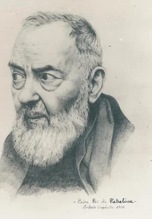 Saint Padre Pio portrait showing spiritual blessing and divine grace