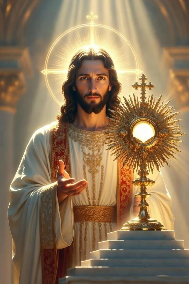 Jesus holding monstrance with Eucharist for Adoration — Catholic Family Newsletter
