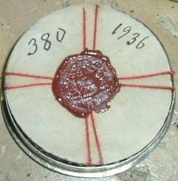 Sealed relic of the True Cross with official wax seal preserved as a sacred Catholic relic.